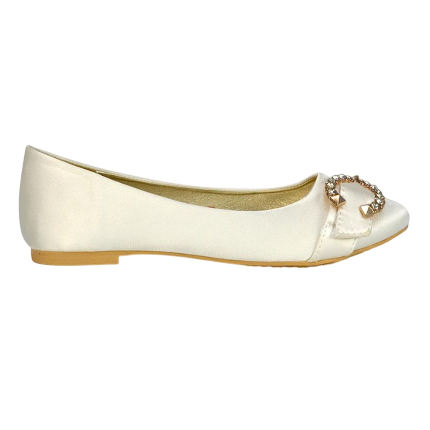 Ivory - Lifestyle - XY London Womens-Ladies Ferne Broach Front Diamante Bridal Ballerina Flats