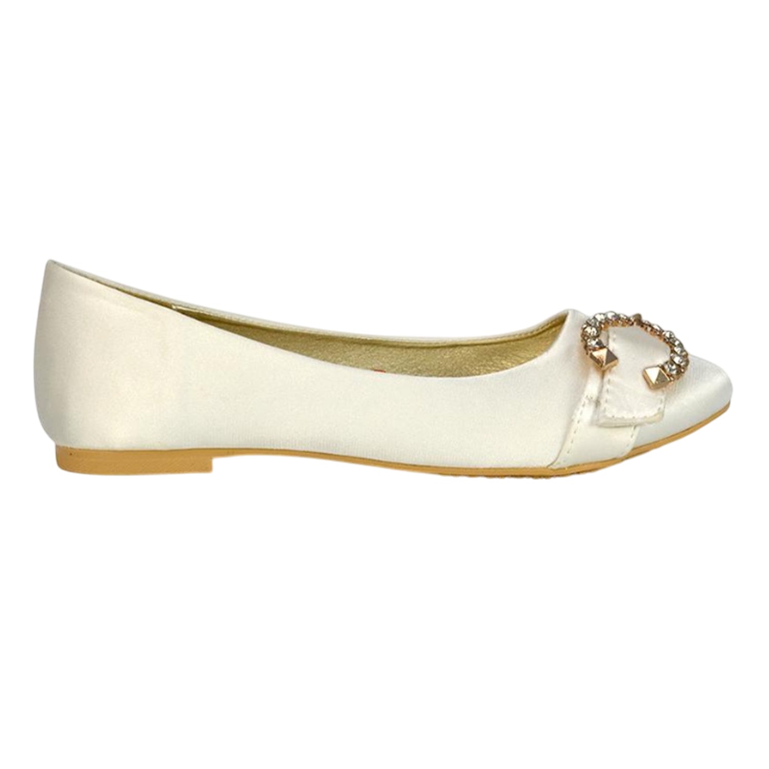 Ivory - Lifestyle - XY London Womens-Ladies Ferne Broach Front Diamante Bridal Ballerina Flats
