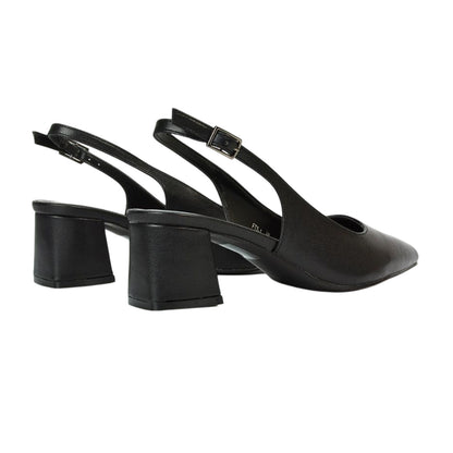 Black - Back - XY London Womens-Ladies Becky Sling Back Court Shoes