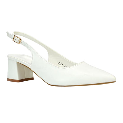White - Pack Shot - XY London Womens-Ladies Becky Sling Back Court Shoes