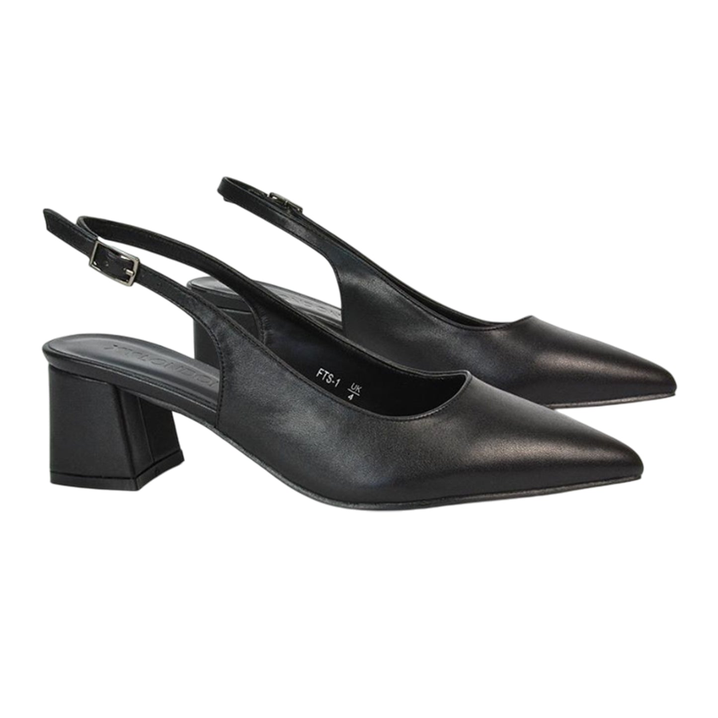 Black - Side - XY London Womens-Ladies Becky Sling Back Court Shoes