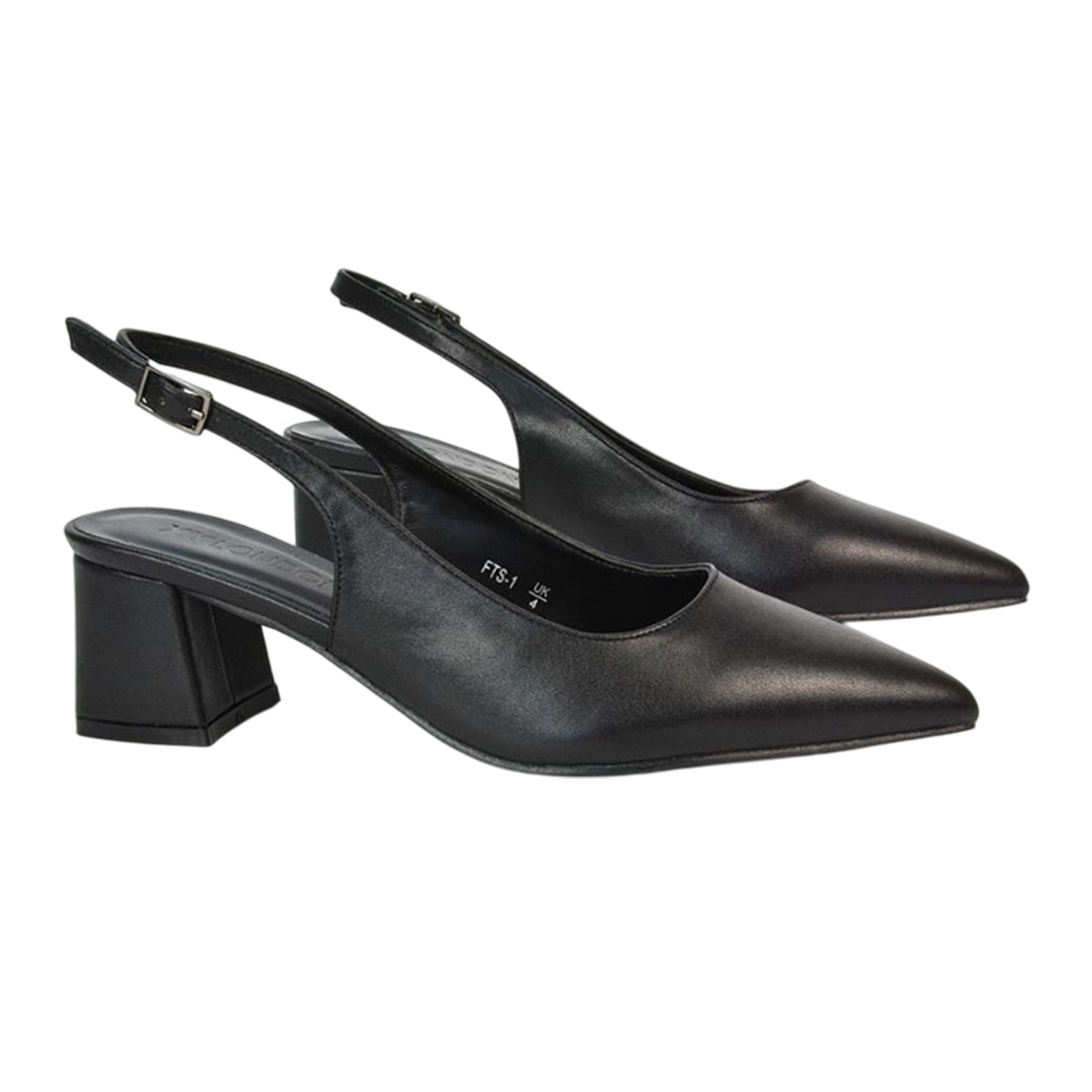 Black - Side - XY London Womens-Ladies Becky Sling Back Court Shoes