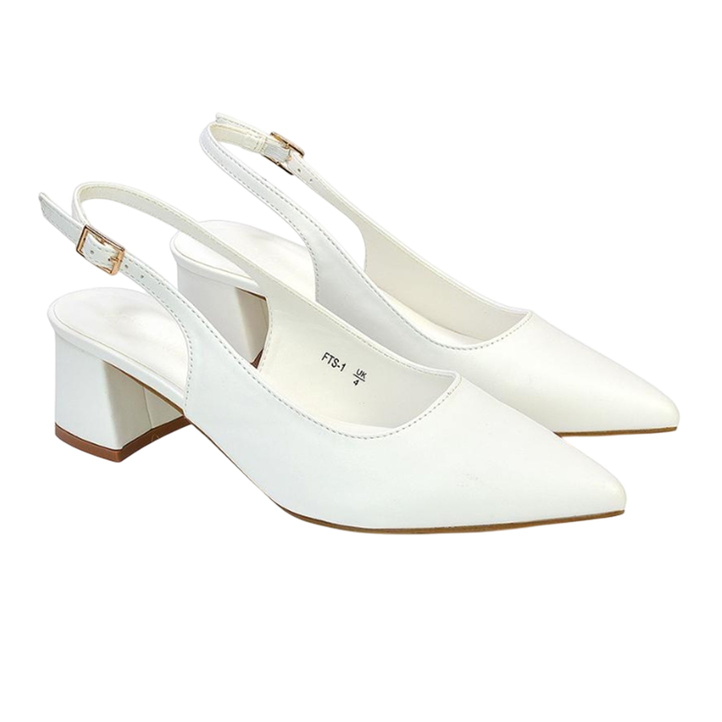 White - Front - XY London Womens-Ladies Becky Sling Back Court Shoes