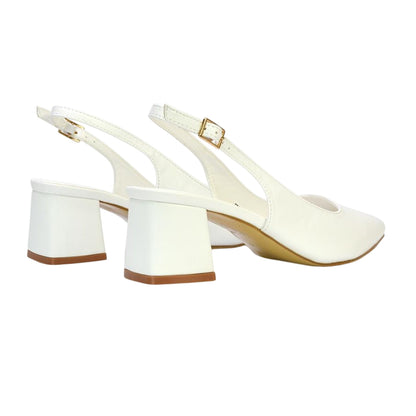 White - Back - XY London Womens-Ladies Becky Sling Back Court Shoes