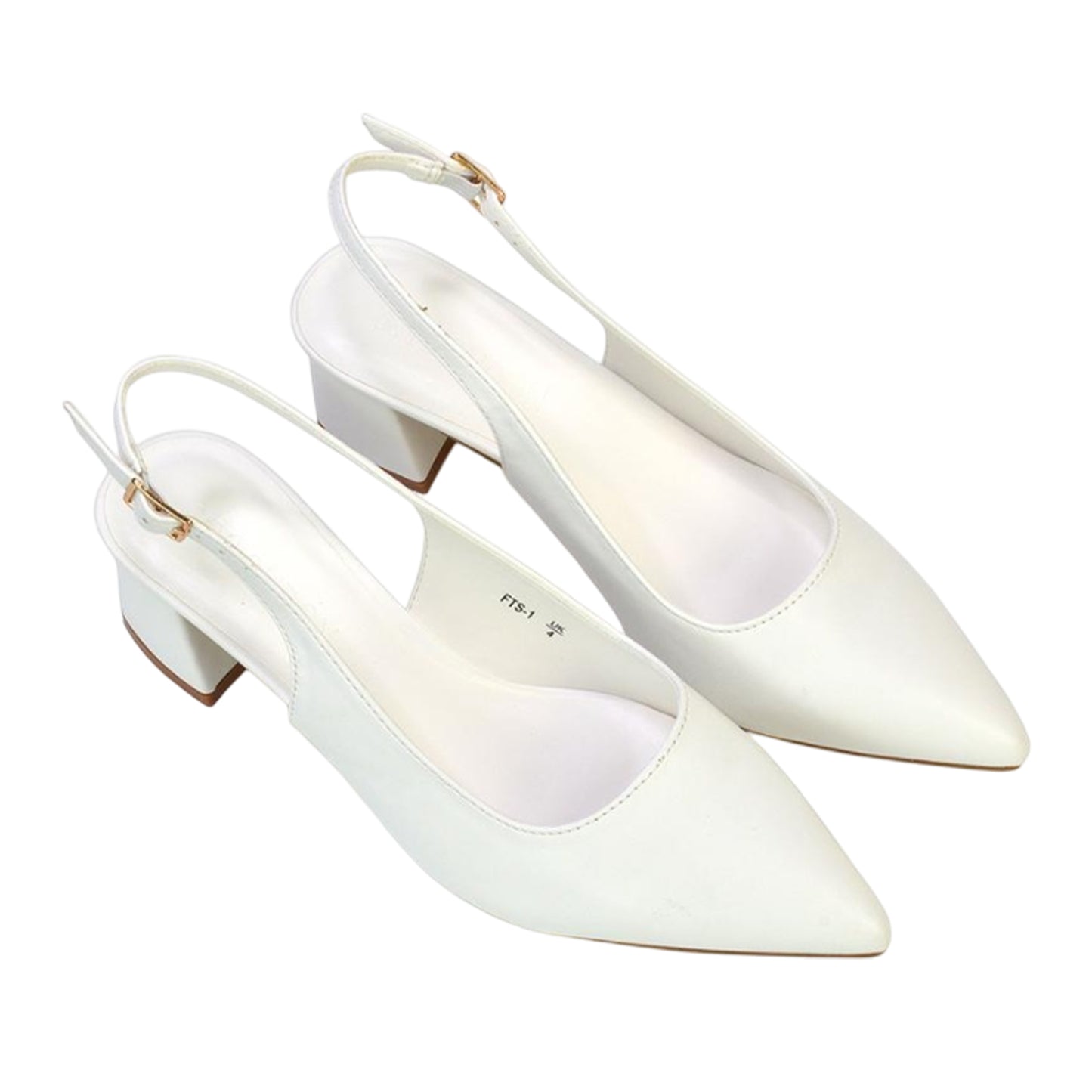 White - Side - XY London Womens-Ladies Becky Sling Back Court Shoes