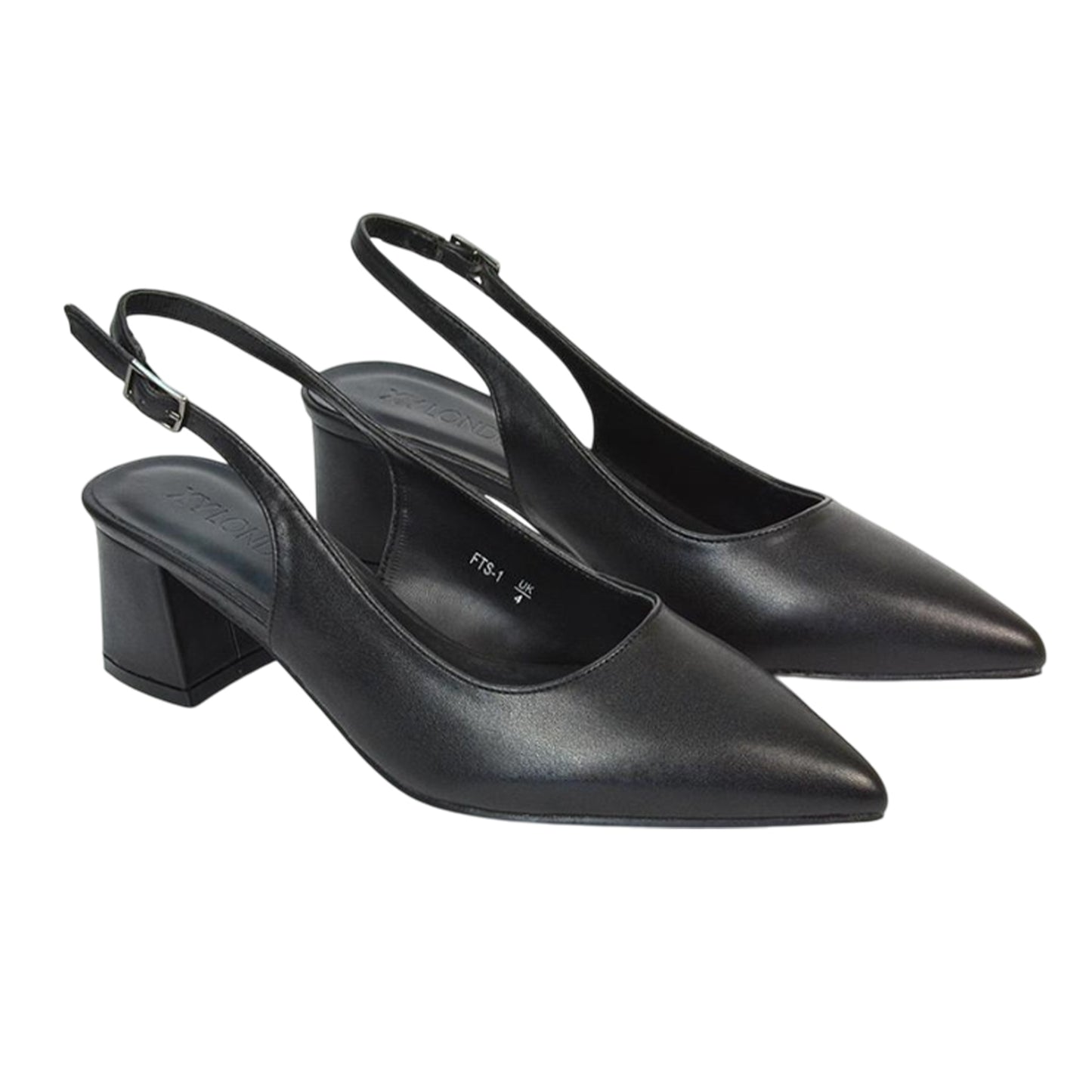 Black - Front - XY London Womens-Ladies Becky Sling Back Court Shoes