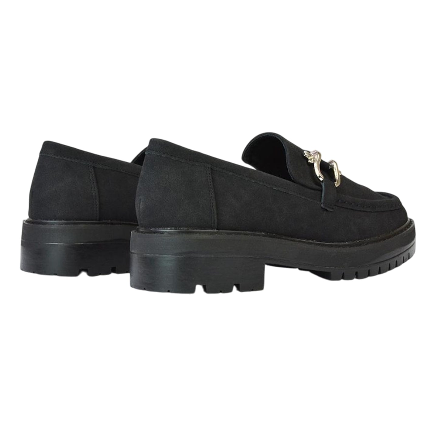 Jet Black - Back - XY London Womens-Ladies Riley Buckle Detail Block Heel Loafers