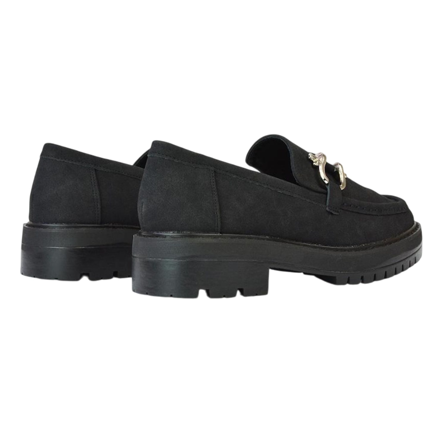 Jet Black - Back - XY London Womens-Ladies Riley Buckle Detail Block Heel Loafers