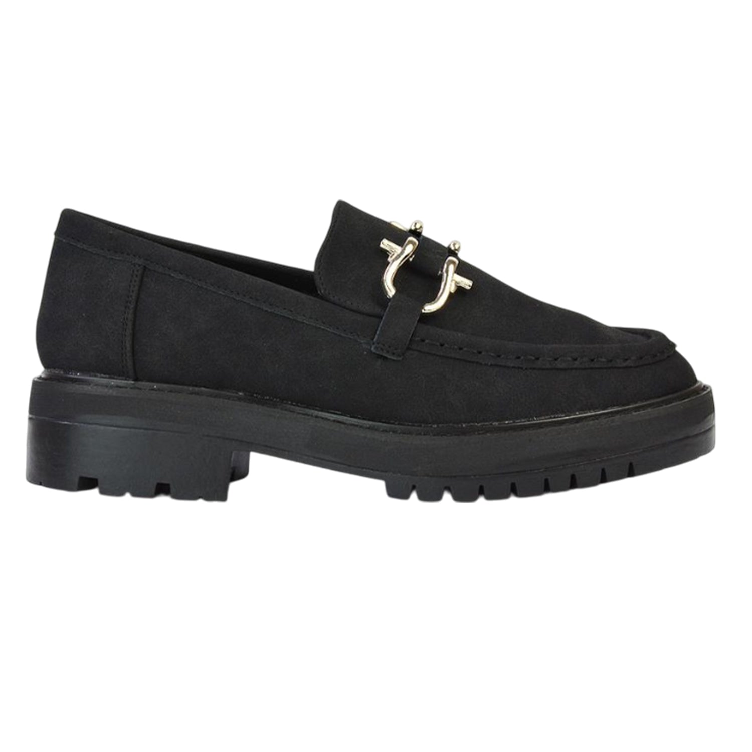 Jet Black - Lifestyle - XY London Womens-Ladies Riley Buckle Detail Block Heel Loafers
