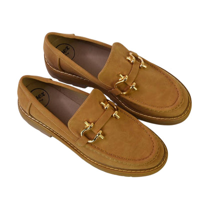 Tan - Lifestyle - XY London Womens-Ladies Riley Buckle Detail Block Heel Loafers