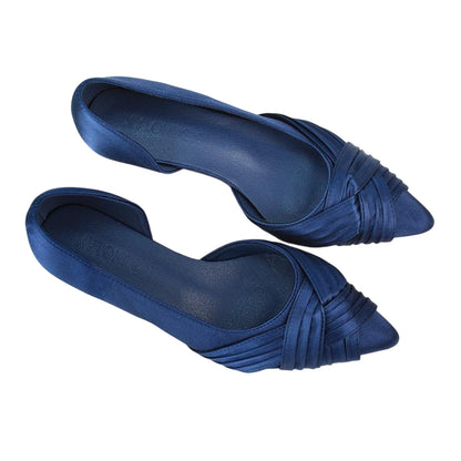 Navy - Lifestyle - XY London Womens-Ladies Freya Pointed Low Kitten Heel Pumps