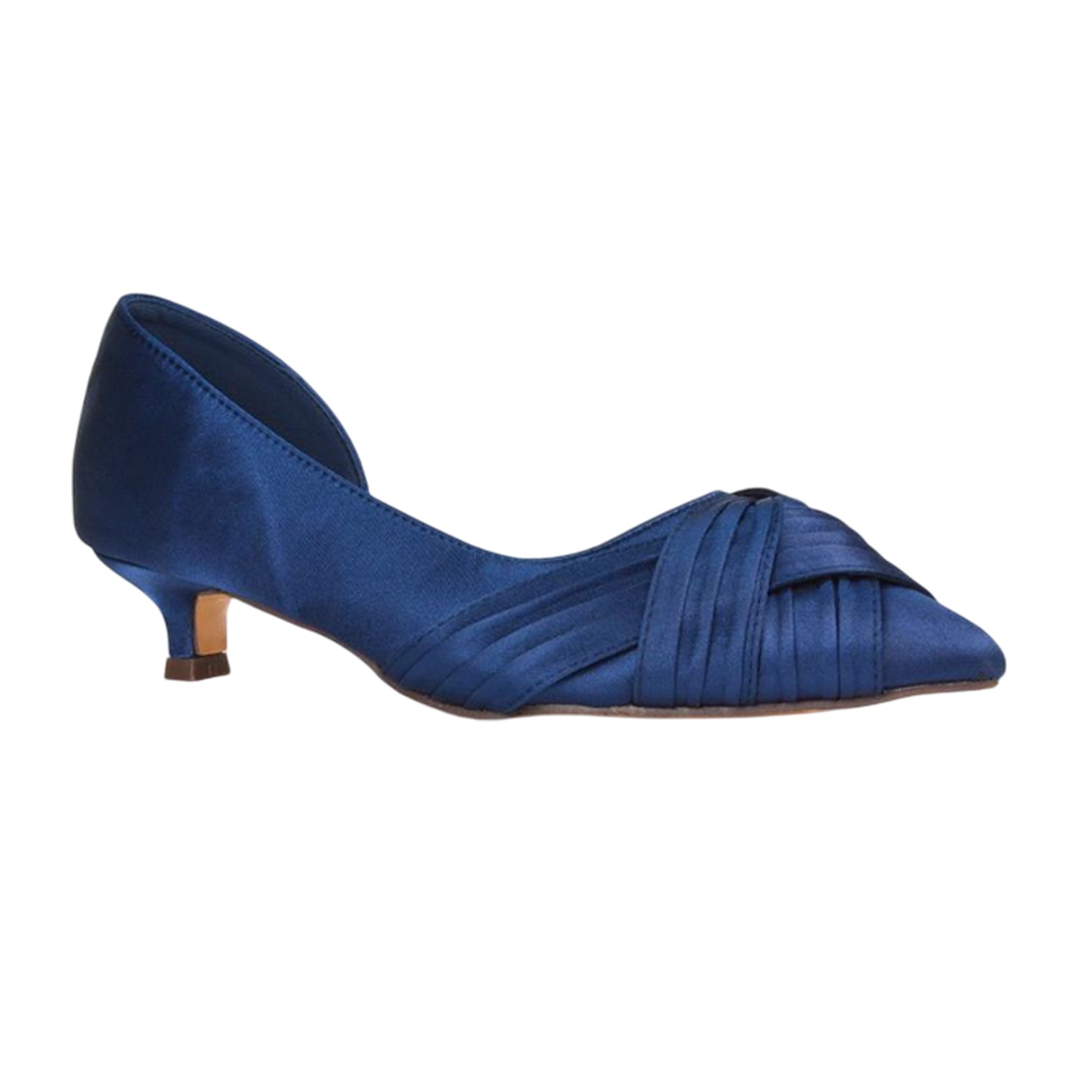 Navy - Pack Shot - XY London Womens-Ladies Freya Pointed Low Kitten Heel Pumps