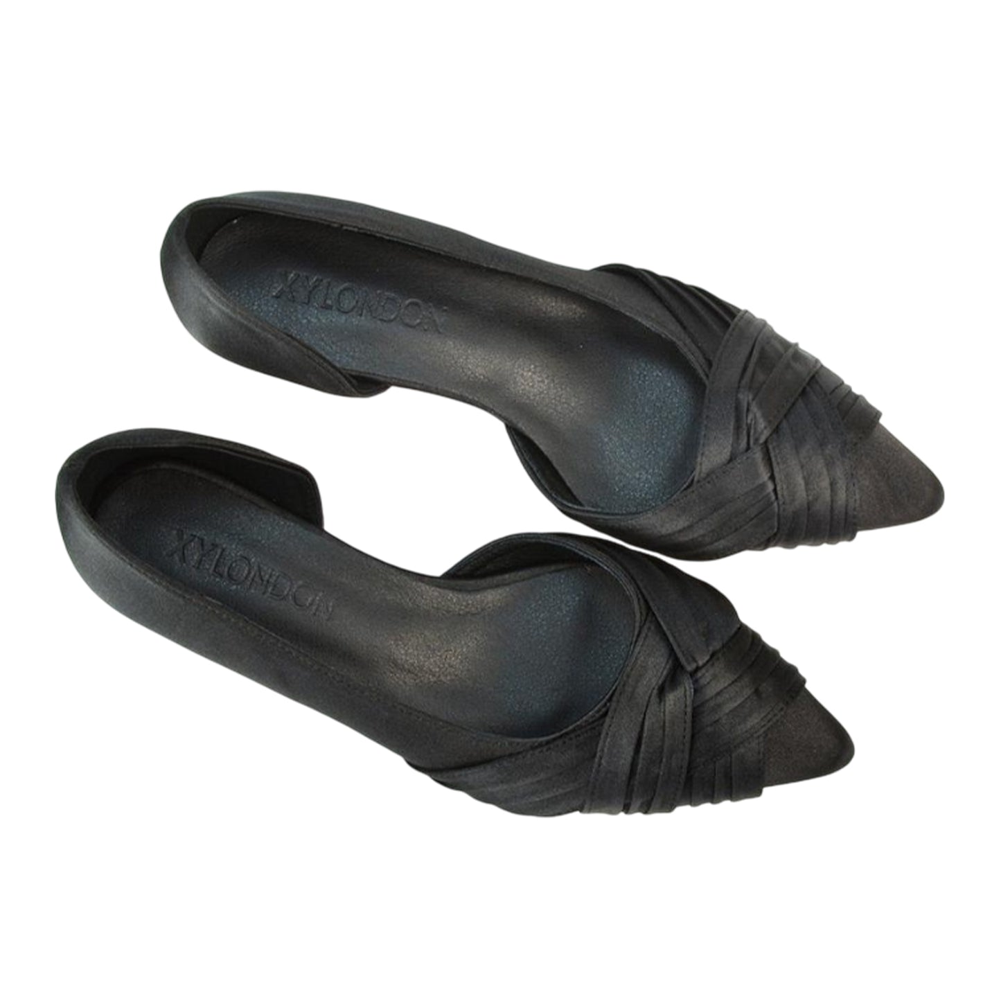 Black - Lifestyle - XY London Womens-Ladies Freya Pointed Low Kitten Heel Pumps