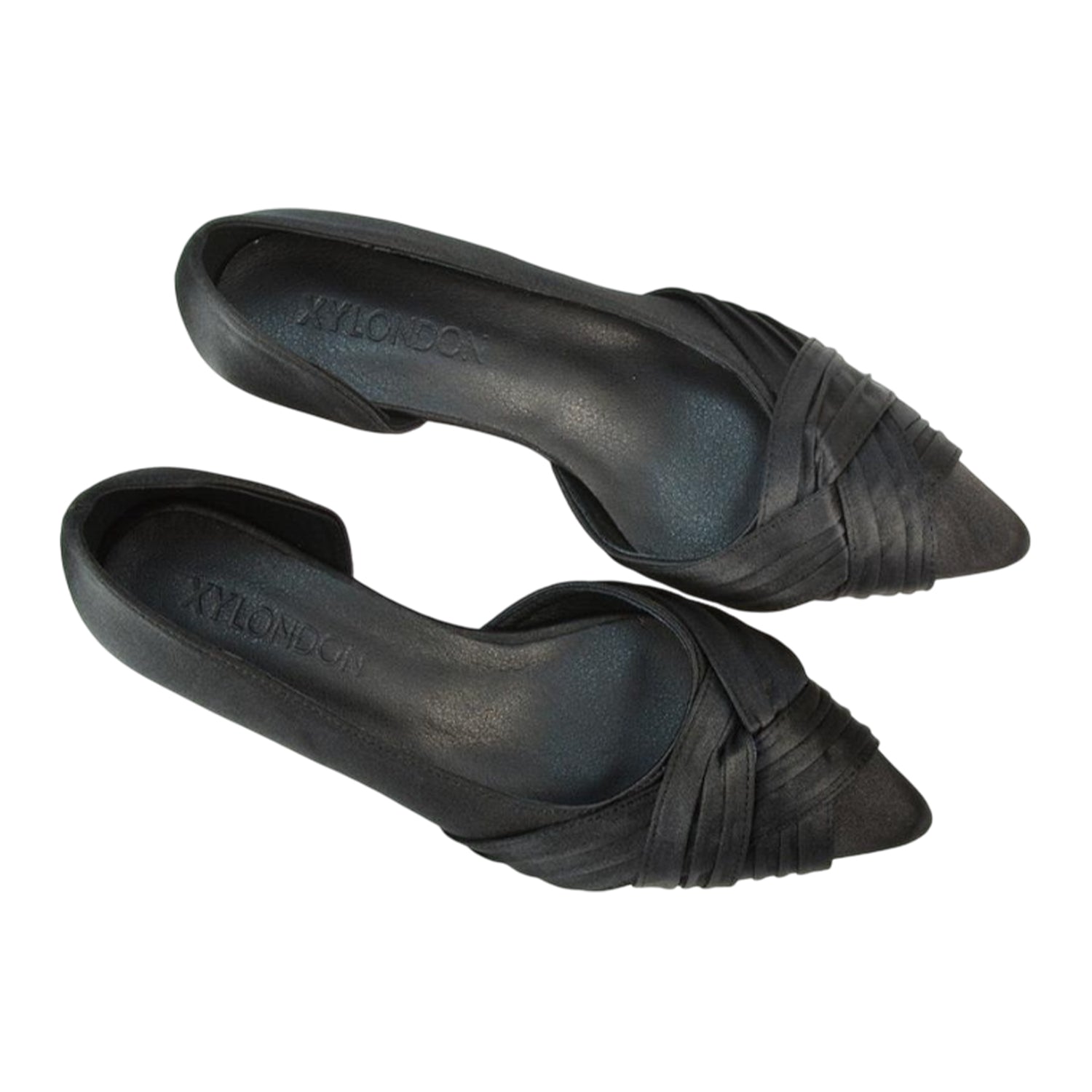 Black - Lifestyle - XY London Womens-Ladies Freya Pointed Low Kitten Heel Pumps