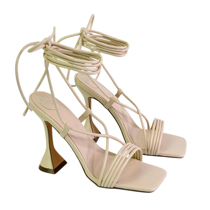 Nude - Front - XY London Womens-Ladies Axel Lace Up Strappy High Heels