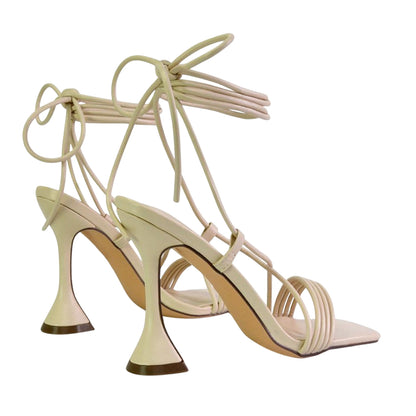Nude - Back - XY London Womens-Ladies Axel Lace Up Strappy High Heels