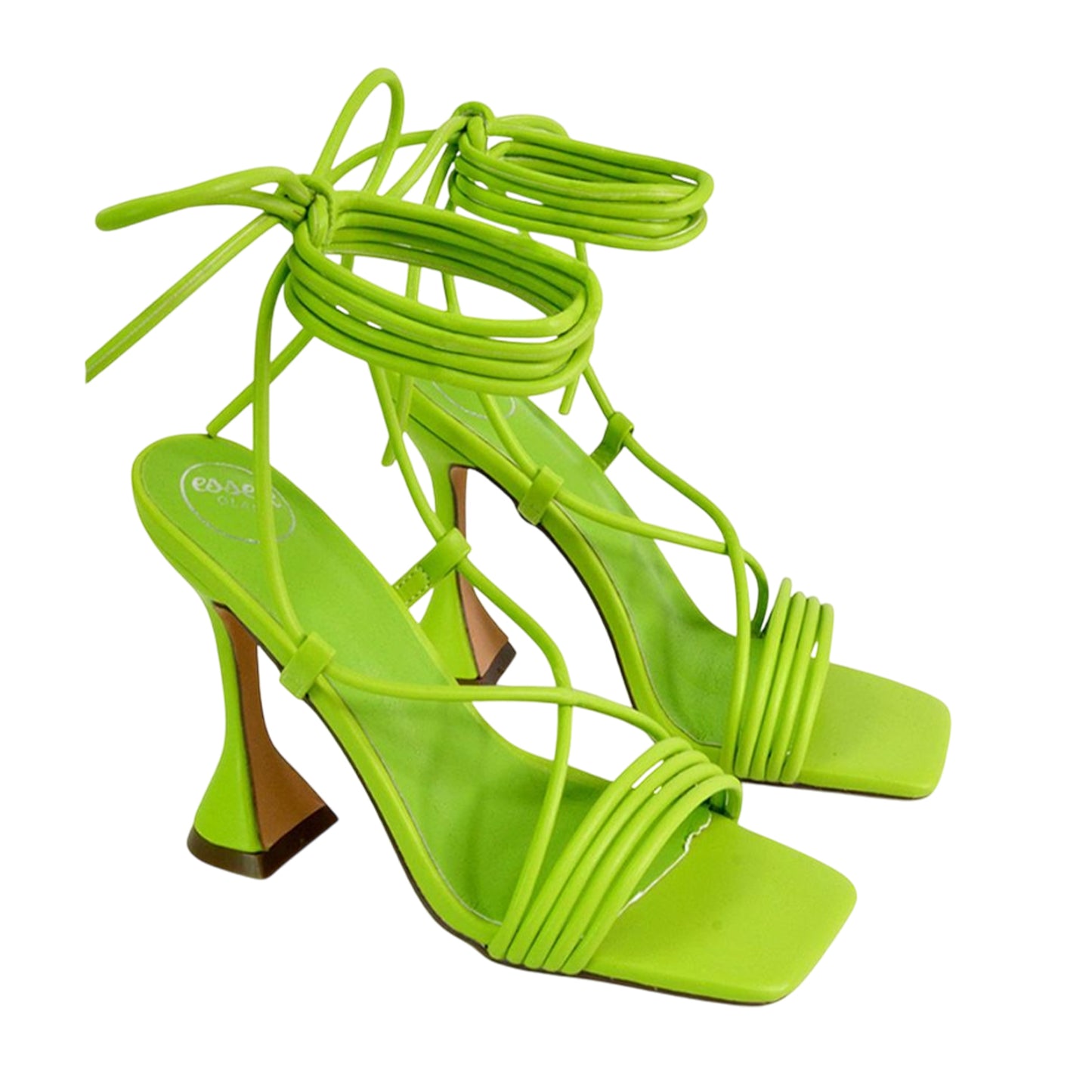 Green - Front - XY London Womens-Ladies Axel Lace Up Strappy High Heels