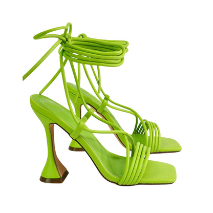 Green - Side - XY London Womens-Ladies Axel Lace Up Strappy High Heels
