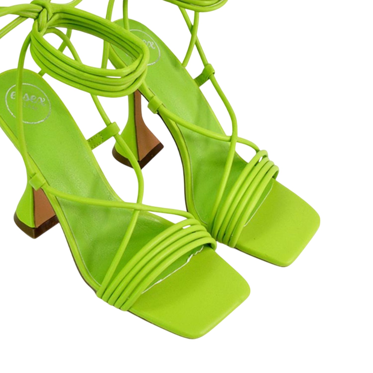 Green - Pack Shot - XY London Womens-Ladies Axel Lace Up Strappy High Heels