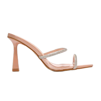 Nude - Back - XY London Womens-Ladies Luella Patent Leather Stiletto Heel Sandals