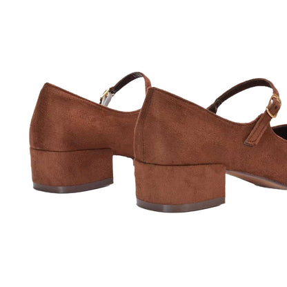 Brown - Back - XY London Womens-Ladies Jenna Court Shoes