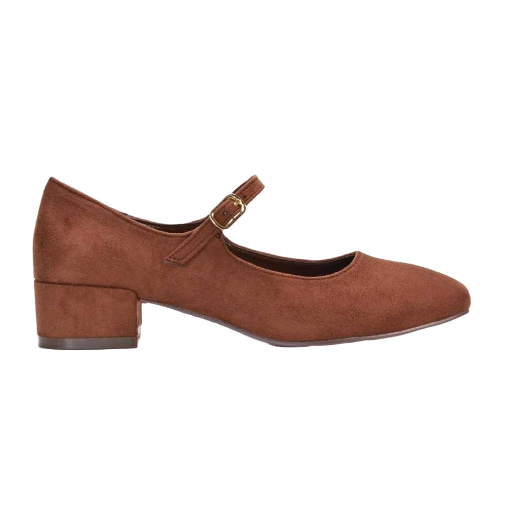 Brown - Side - XY London Womens-Ladies Jenna Court Shoes