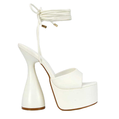 White - Front - XY London Womens-Ladies Celeste Cylindrical Peep Toe High Heels