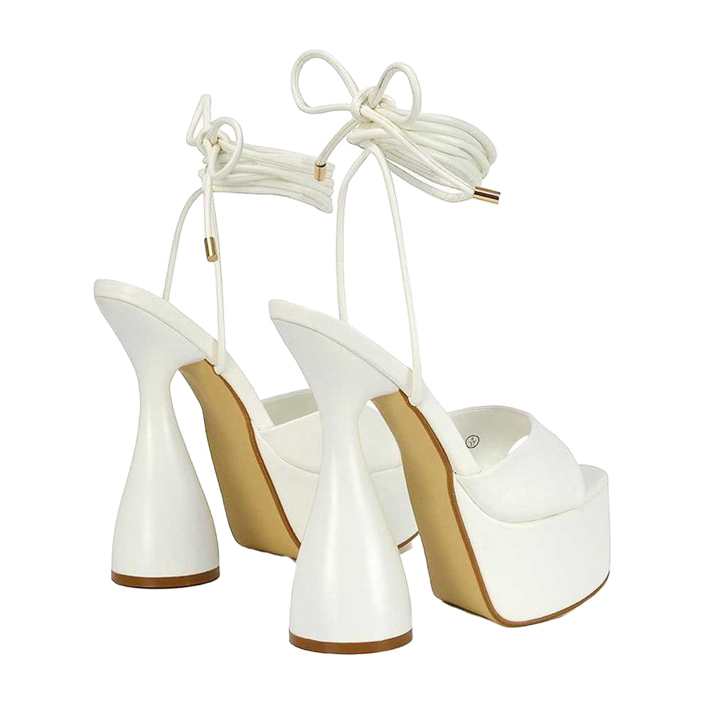 White - Back - XY London Womens-Ladies Celeste Cylindrical Peep Toe High Heels