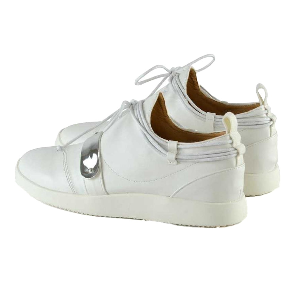 White - Back - XY London Womens-Ladies Evanescence Metallic Detail Lace Up Flat Trainers