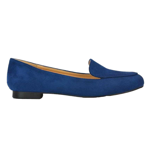 Navy - Front - XY London Womens-Ladies Ashleen Low Block Heel Ballerina Flats