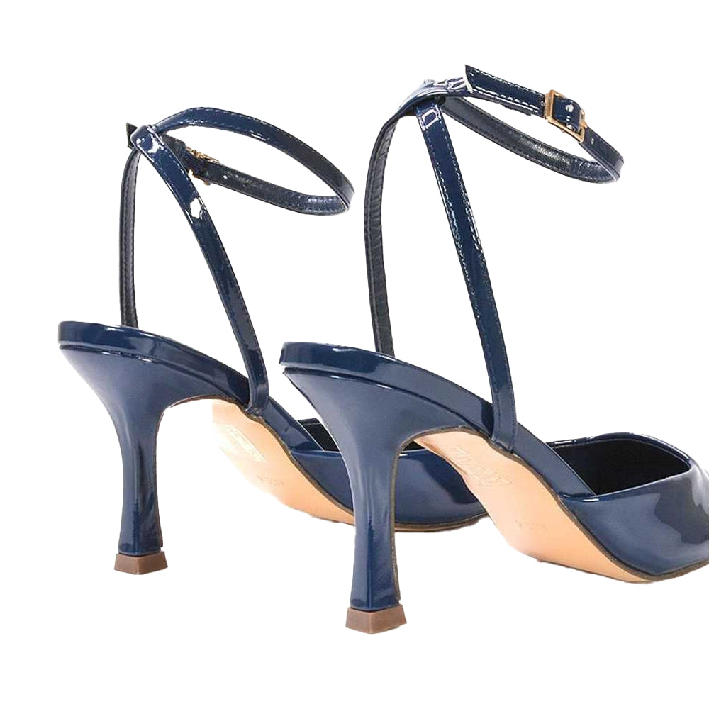 Navy - Side - XY London Womens-Ladies Lacey May Court Shoes