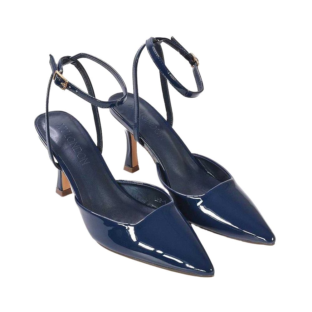 Navy - Pack Shot - XY London Womens-Ladies Lacey May Court Shoes