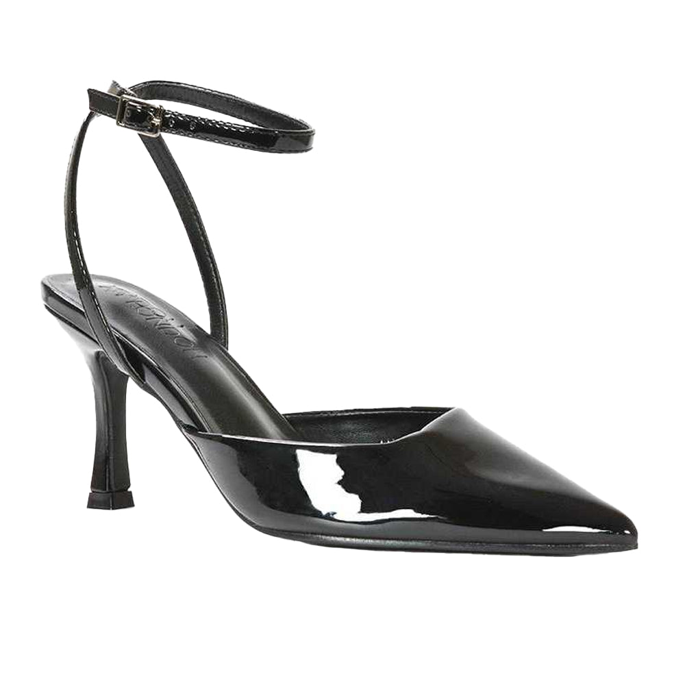 True Black - Front - XY London Womens-Ladies Lacey May Court Shoes