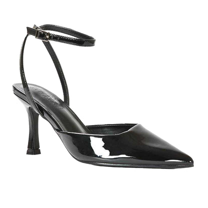 True Black - Front - XY London Womens-Ladies Lacey May Court Shoes