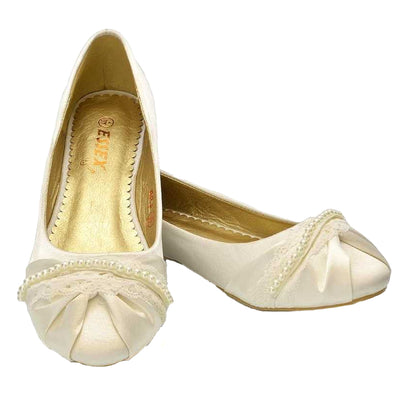 Ivory - Lifestyle - XY London Womens-Ladies Pearly Bridal Ballerina Flats
