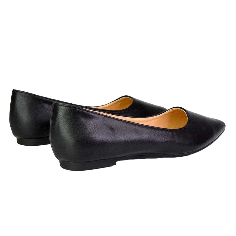 Black - Back - XY London Womens-Ladies Bubbles Pointed Ballerina Flats