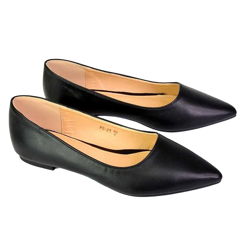 Black - Lifestyle - XY London Womens-Ladies Bubbles Pointed Ballerina Flats
