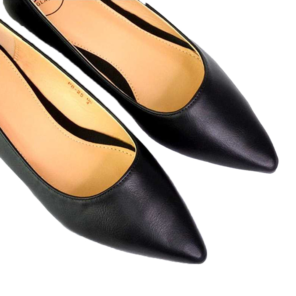 Black - Pack Shot - XY London Womens-Ladies Bubbles Pointed Ballerina Flats