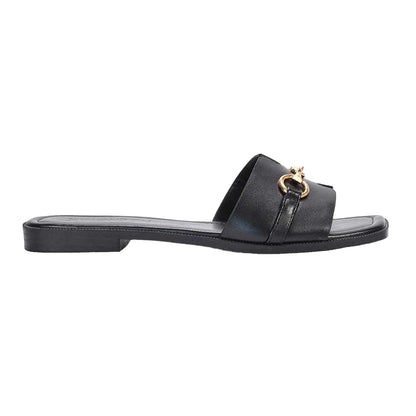 Black - Back - XY London Womens-Ladies Lesley Buckle Detail Sandals