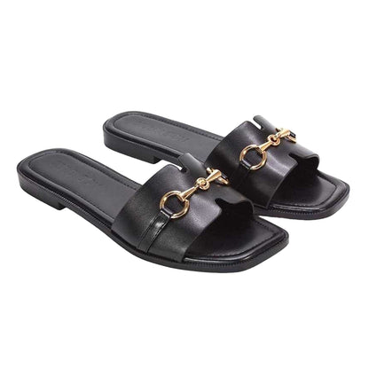 Black - Lifestyle - XY London Womens-Ladies Lesley Buckle Detail Sandals
