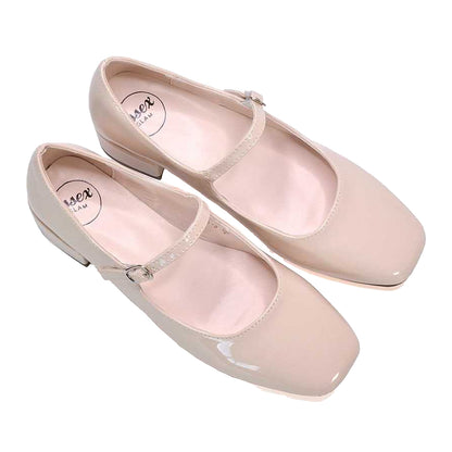 Nude - Pack Shot - XY London Womens-Ladies Jenna Patent Buckle Low Heel Mary Janes