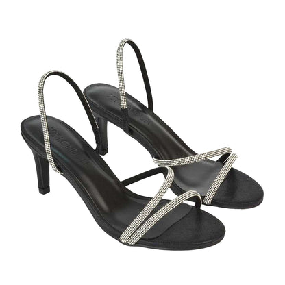 Black - Lifestyle - XY London Womens-Ladies Polly Diamante Stiletto Heel Sandals