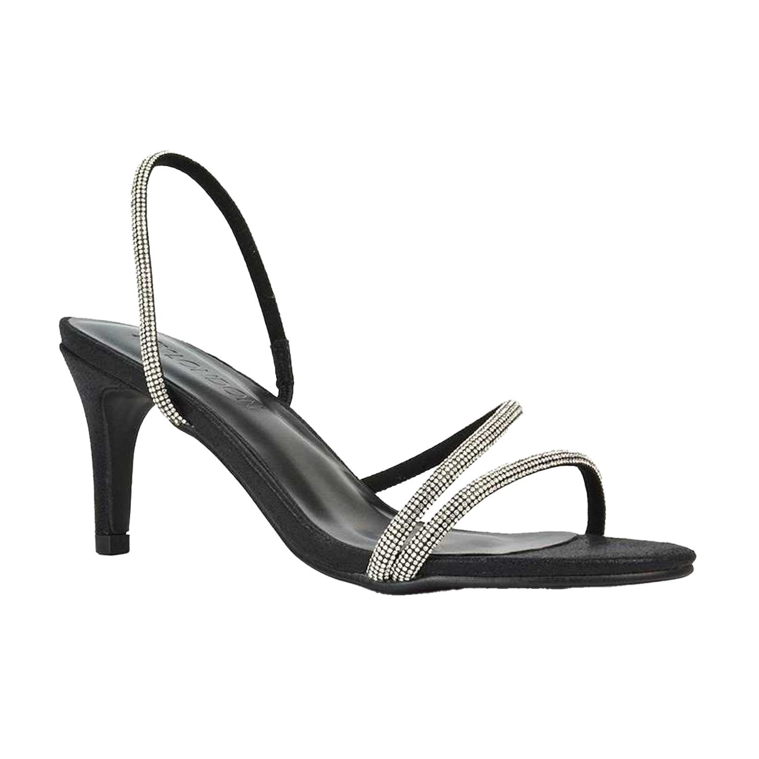 Black - Front - XY London Womens-Ladies Polly Diamante Stiletto Heel Sandals