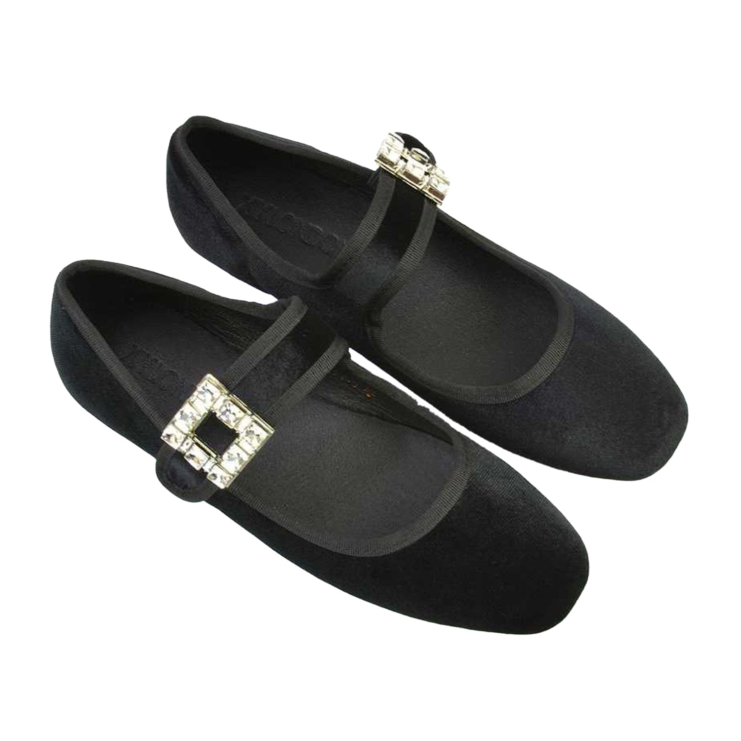 Jet Black - Pack Shot - XY London Womens-Ladies Rhyse Diamante Velvet Mary Janes