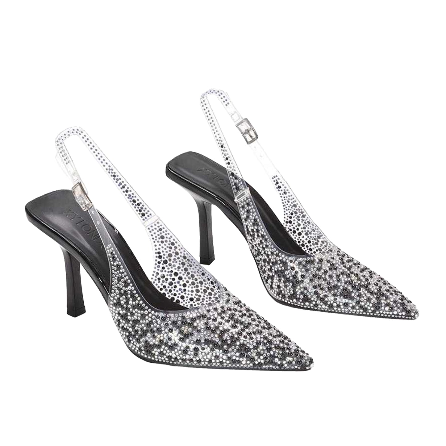 Black - Pack Shot - XY London Womens-Ladies Pauline Perspex High Heels