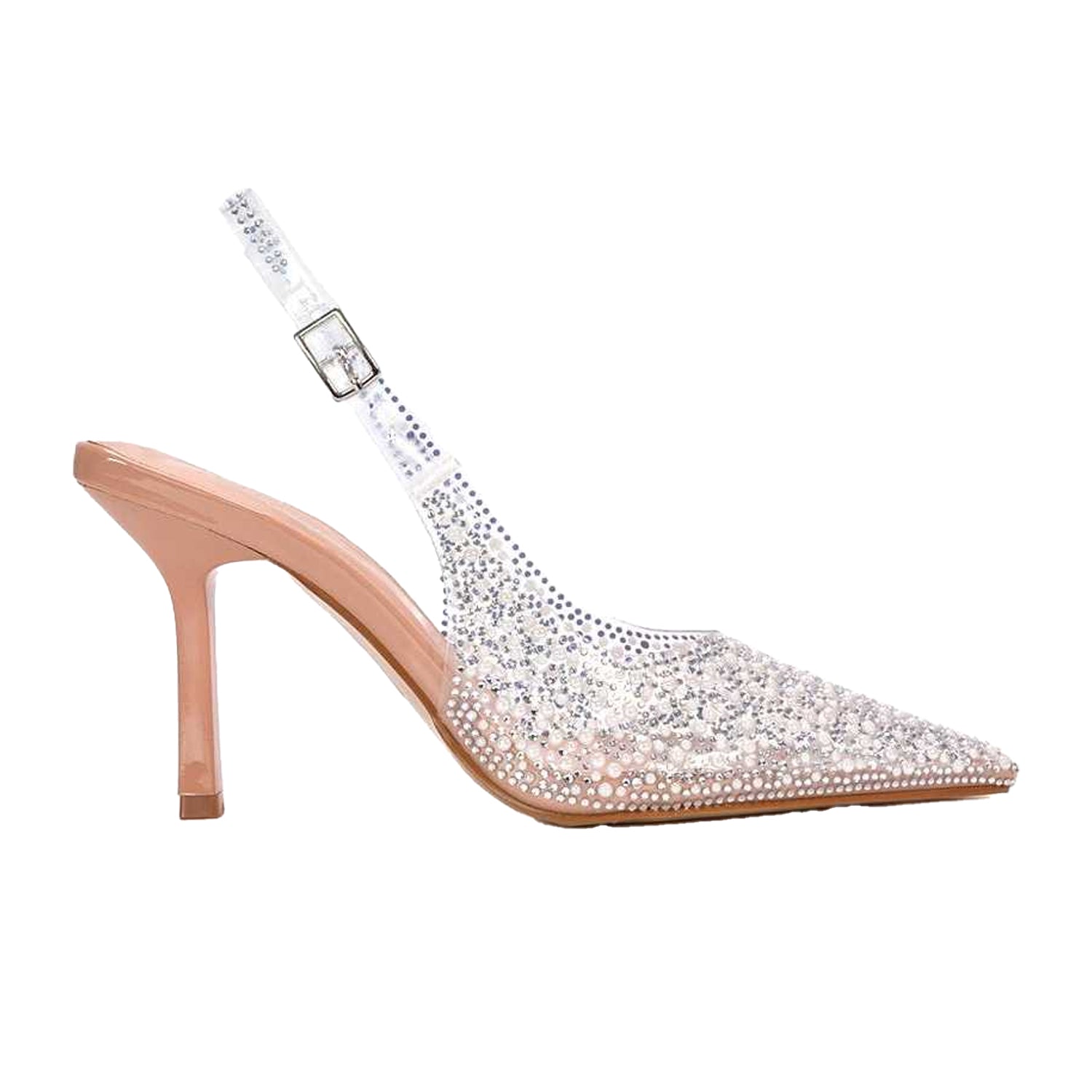 Nude - Side - XY London Womens-Ladies Pauline Perspex High Heels