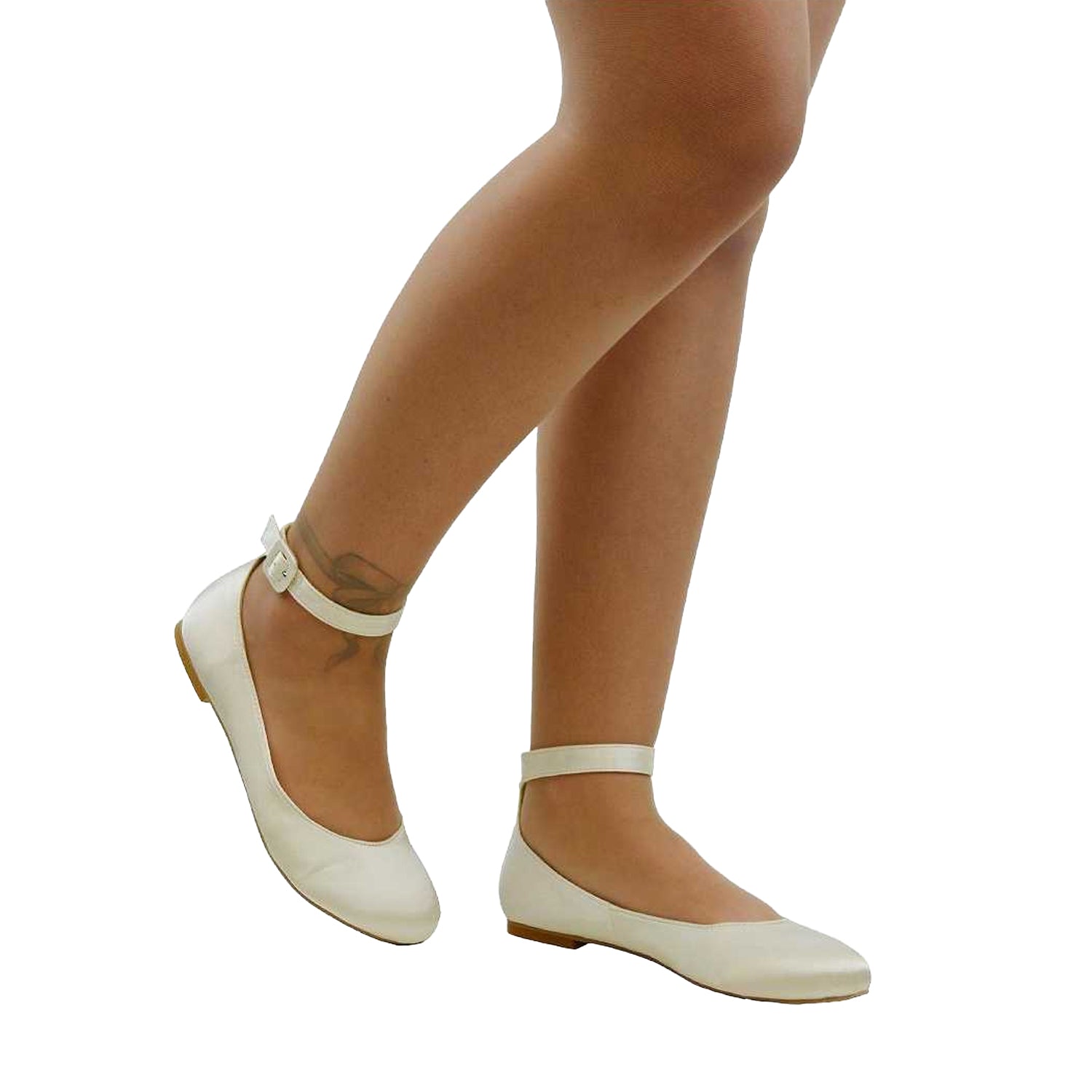 Ivory - Lifestyle - XY London Womens-Ladies Kimmie Ankle Strap Ballerina Flats