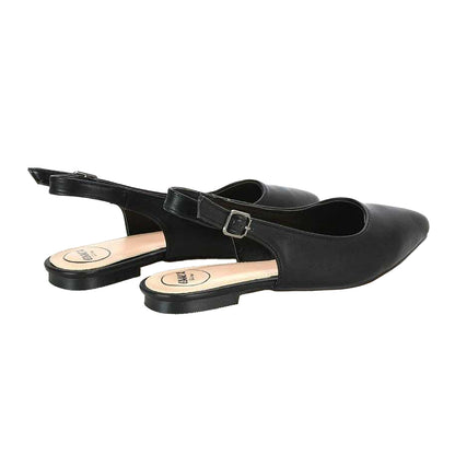 Black - Back - XY London Womens-Ladies Mindy Sling Back Ballerina Flats