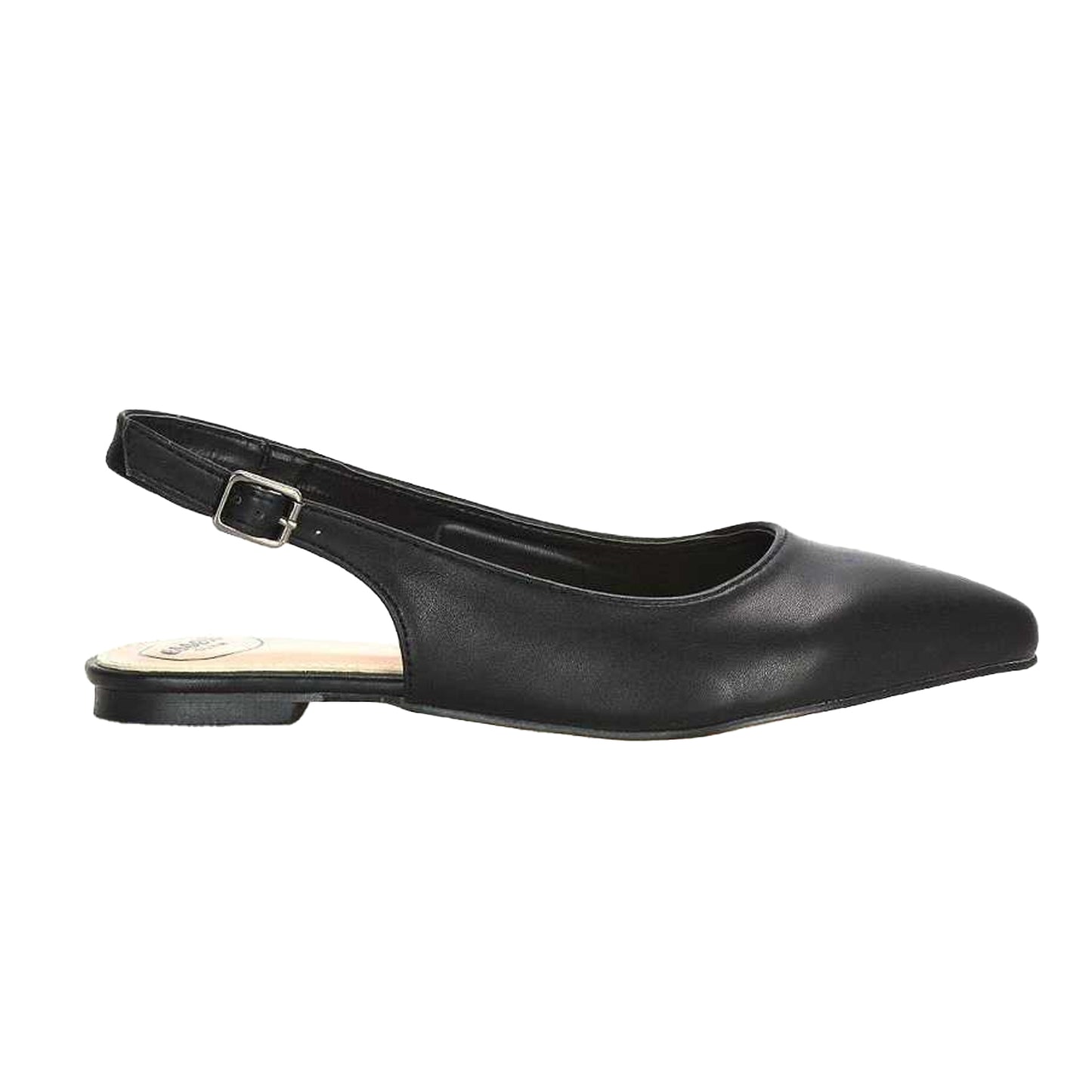 Black - Side - XY London Womens-Ladies Mindy Sling Back Ballerina Flats
