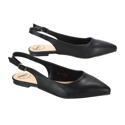 Black - Lifestyle - XY London Womens-Ladies Mindy Sling Back Ballerina Flats